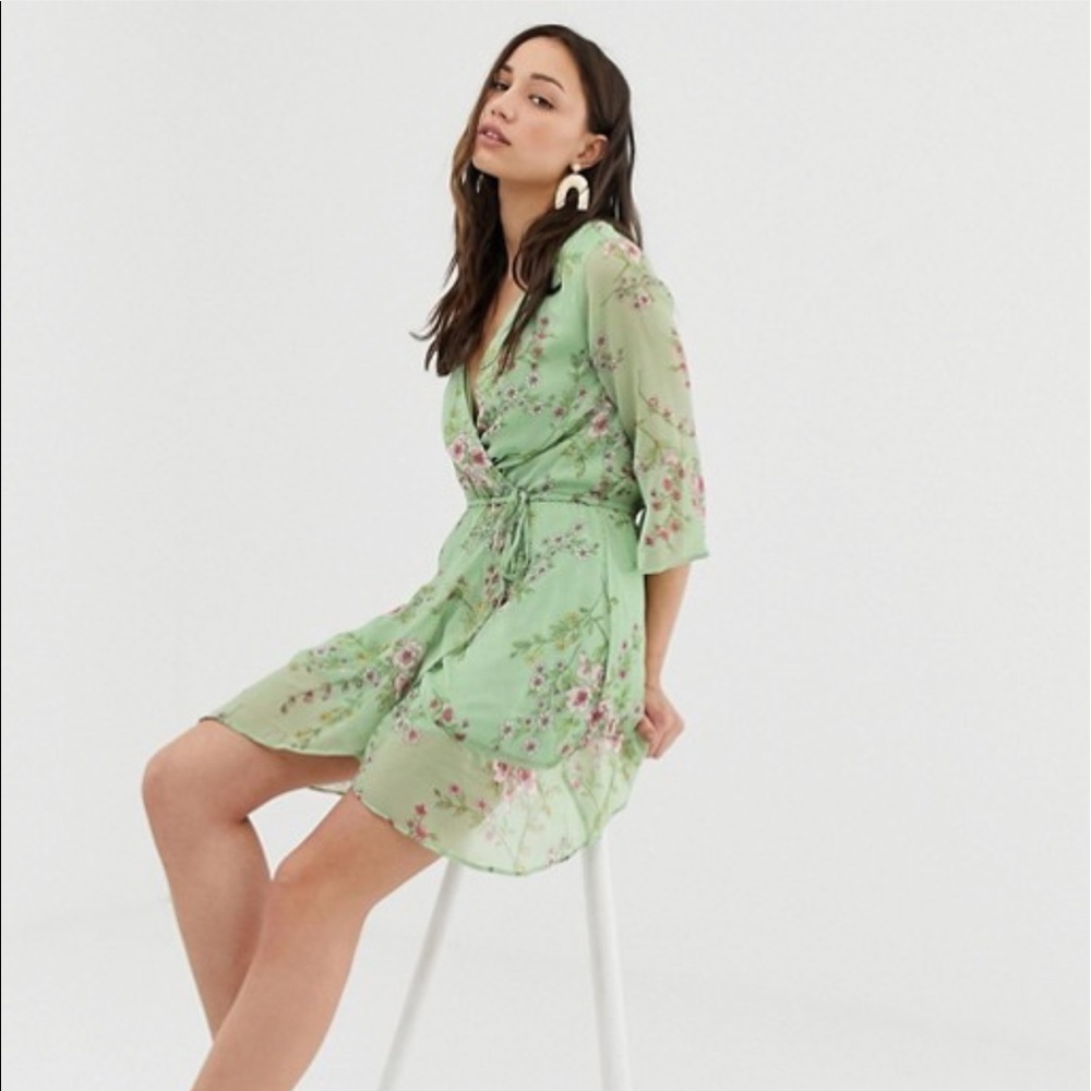 Influence Tall floral print wrap dress